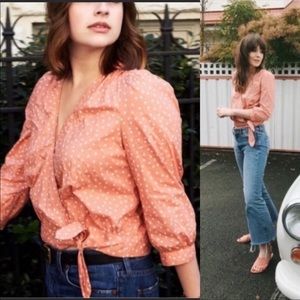 Madewell Wrap Top Puff Sleeve Star Scatter Print M